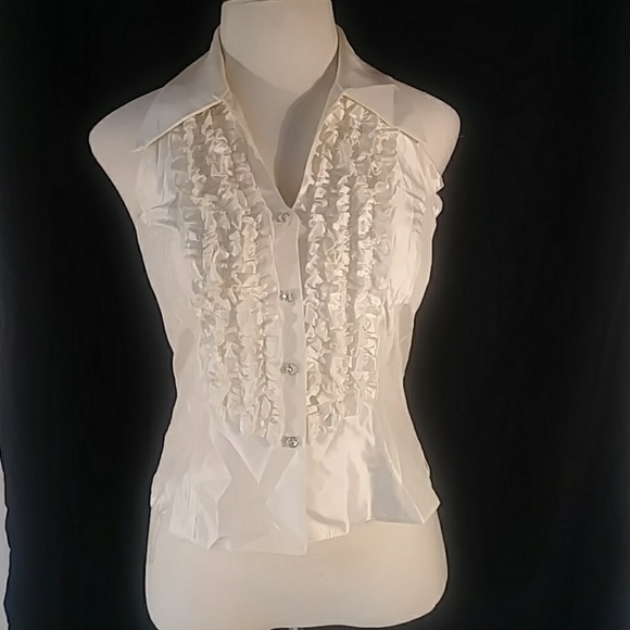 JS Collections Tops - White tuxedo halter top size 14 by JS Collections